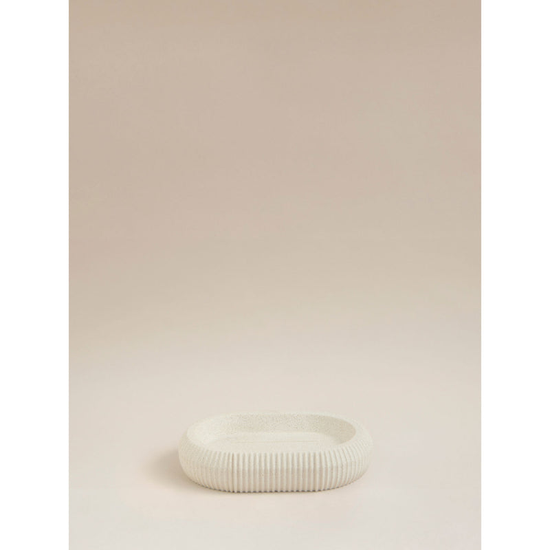 George Home Natural Sandstone Ribbed Soap Dish, UK version