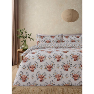 George Home duvet set floral Highland cow single (British brand)