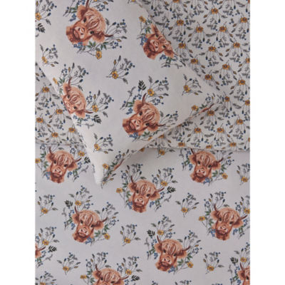 George Home duvet set floral Highland cow single (British brand)