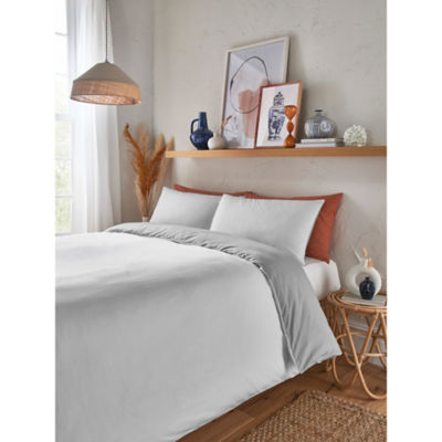 George Home white reversible textured duvet set single - British product