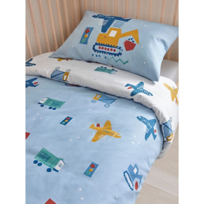 George Home construction print reversible toddler duvet set 120 x 150cm - British product