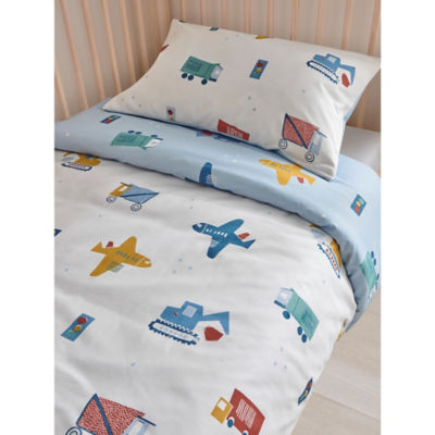 George Home construction print reversible toddler duvet set 120 x 150cm - British product