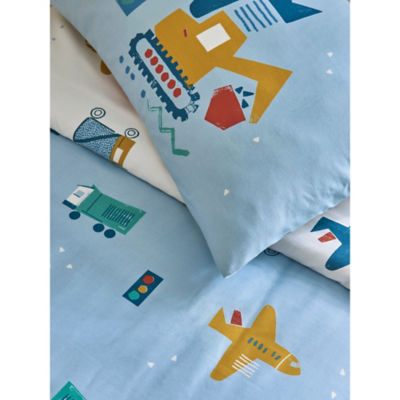 George Home construction print reversible toddler duvet set 120 x 150cm - British product