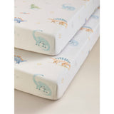Blue Dino cot bed sheets, jersey cotton, set of 2 - British product