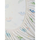 Blue Dino cot bed sheets, jersey cotton, set of 2 - British product