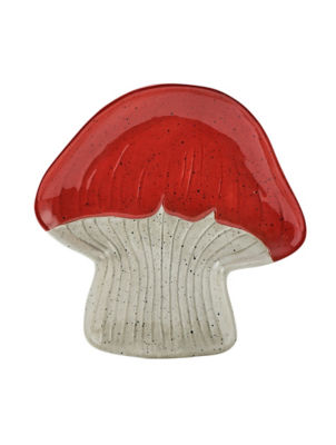 George Home red toadstool-shaped ceramic plate, UK version