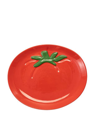 Red tomato shaped earthenware plate 23.5cm - British product
