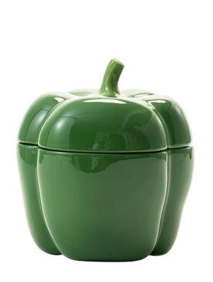 Green pepper shaped earthenware canister 15x14x16.5cm (British brand)
