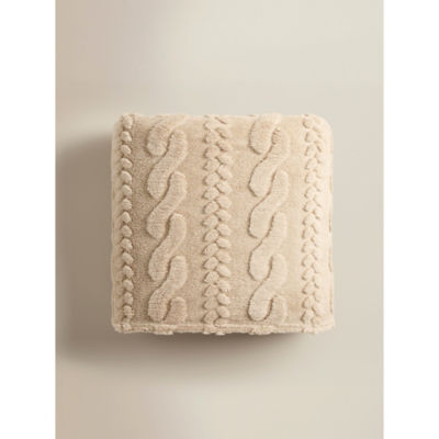 Natural cable knit sherpa blanket 200x220cm (British brand)
