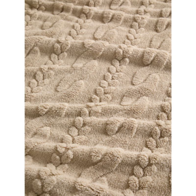 Natural cable knit sherpa blanket 200x220cm (British brand)