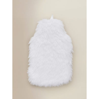 White shaggy faux fur hot water bottle 2L (British brand)