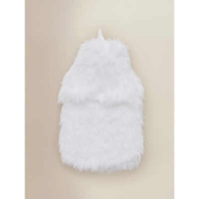 White shaggy faux fur hot water bottle 2L (British brand)