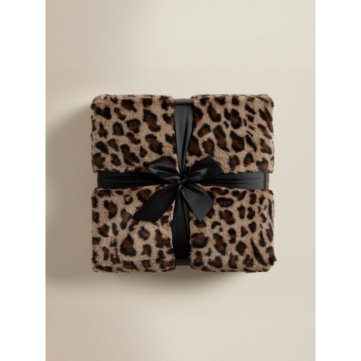 Brown leopard print faux fur blanket 220cm x 200cm, UK version