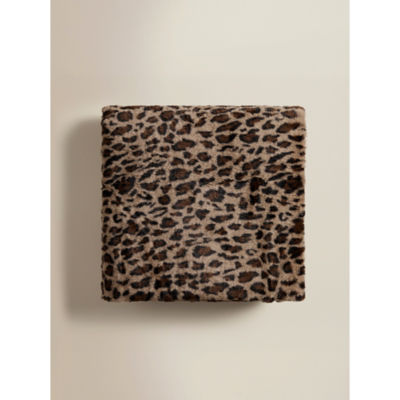 Brown leopard print faux fur blanket 220cm x 200cm, UK version