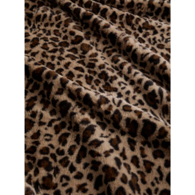 Brown leopard print faux fur blanket 220cm x 200cm, UK version