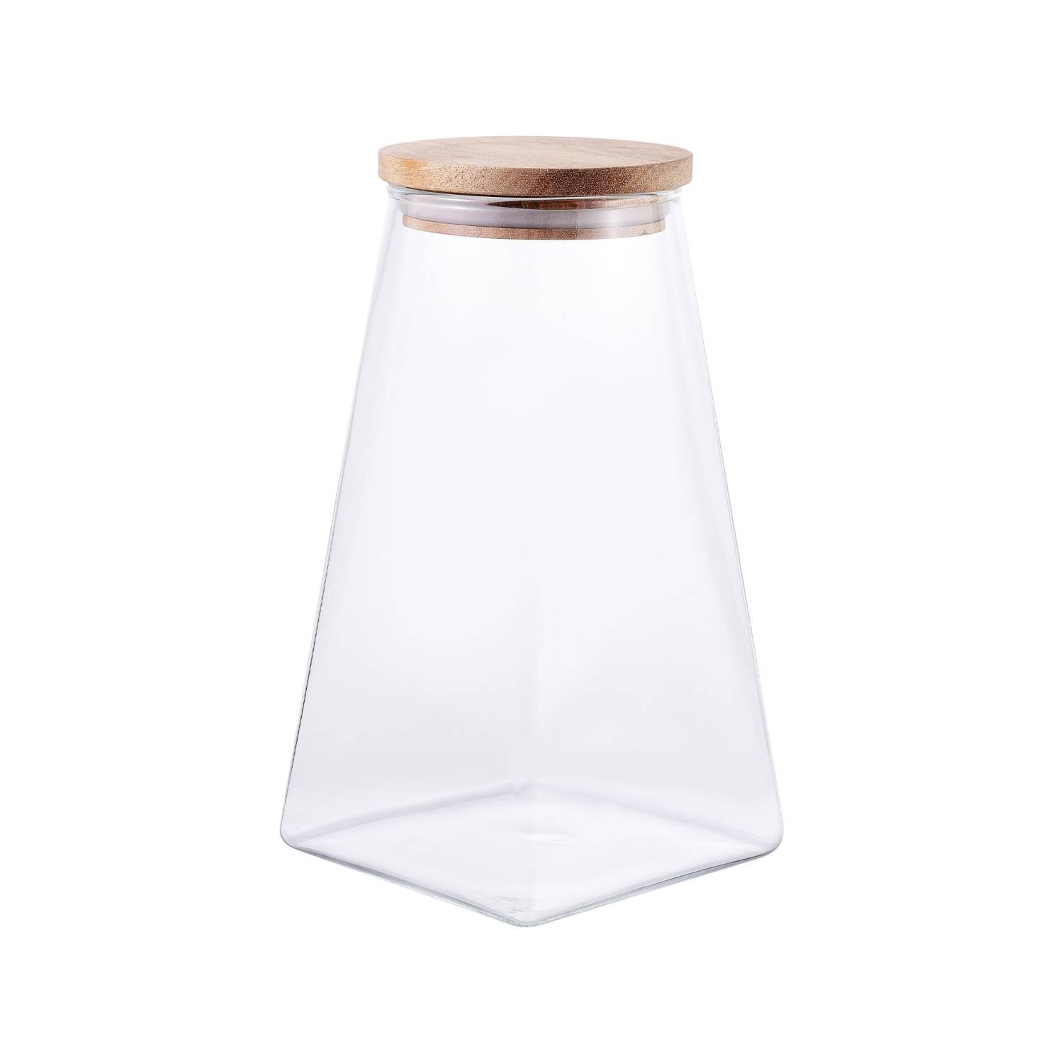 Pyramid acacia lid glass jar 1.2L (British brand)