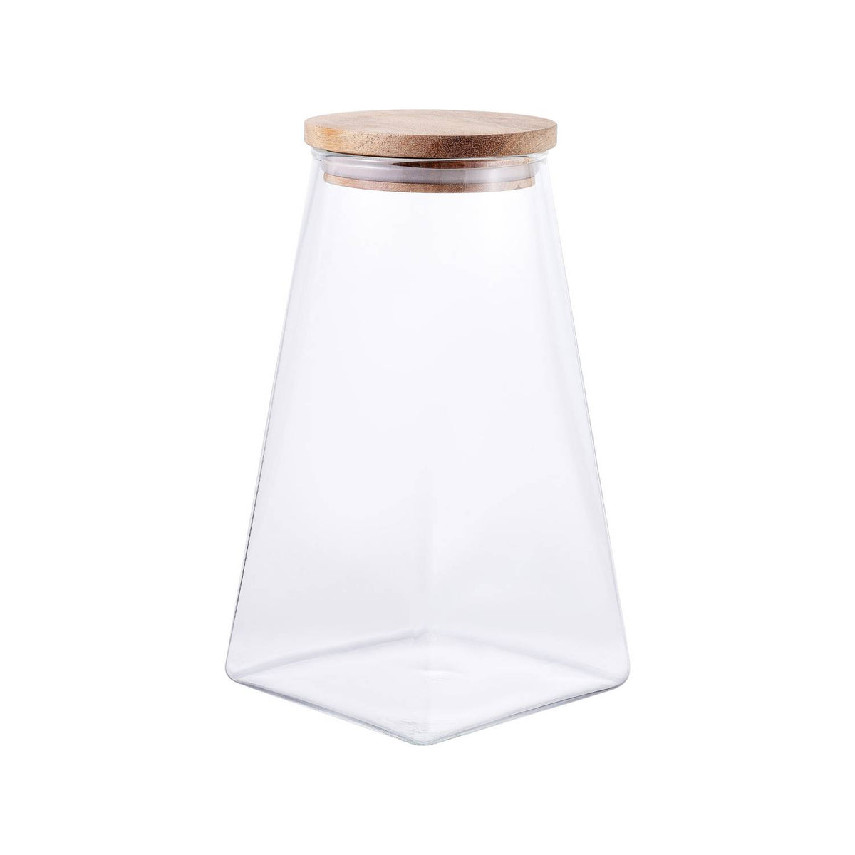 Pyramid acacia lid glass jar 1.2L (British brand)