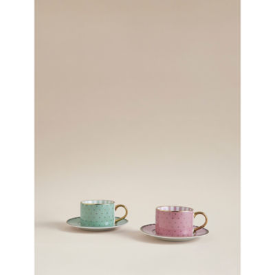 Pink cup saucer set porcelain 2 pack, imported from the UK