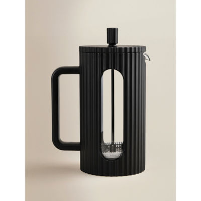 Black ribbed cafetiere borosilicate glass stainless steel, UK version