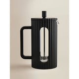 Black ribbed cafetiere borosilicate glass stainless steel, UK version