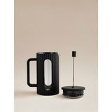 Black ribbed cafetiere borosilicate glass stainless steel, UK version