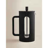 Black ribbed cafetiere borosilicate glass stainless steel, UK version