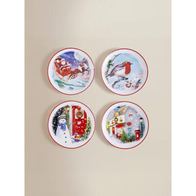 Christmas scene side plates in porcelain 20cm, imported from the UK