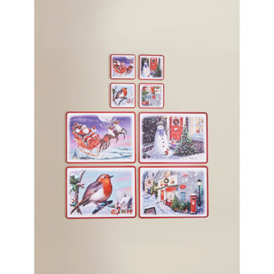 ASDA Christmas Scene Placemat & Coaster Set - Multi-Coloured - Pack of 8- Buy online at McGrocer
