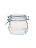 Clear glass snowflake canister with clip lid - British product