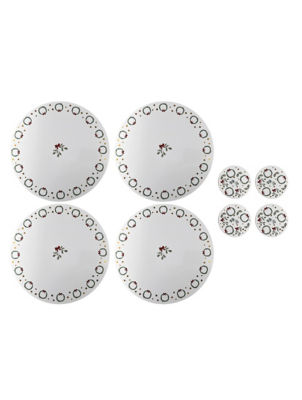 Wreath placemat and coaster set white MDF cork 31cm, UK version