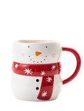 Snowman shaped mug, earthenware, 13.5cm tall - British product