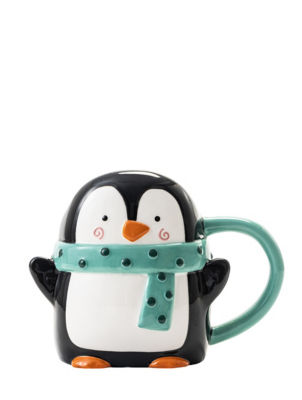 Black and white penguin shaped mug, imported from the UK