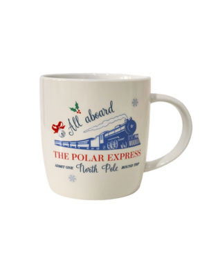 Polar Express white stoneware mug (British brand)