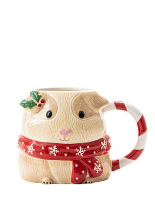 Christmas guinea pig shaped mug earthenware, imported from the UK