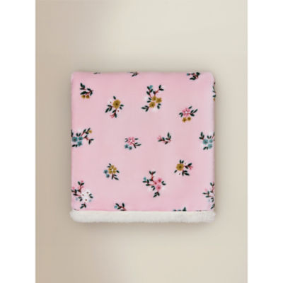 Pink floral sherpa blanket 70x100cm (British brand)