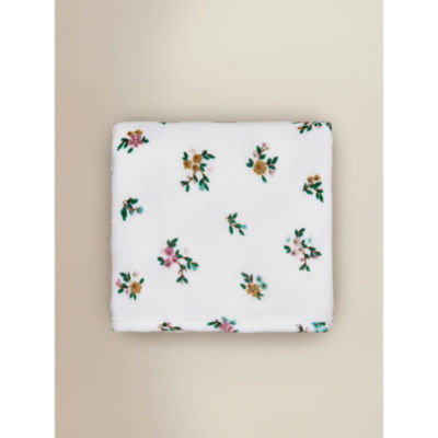 Cream floral fleece blanket 120x150cm - British product