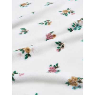 Cream floral fleece blanket 120x150cm - British product
