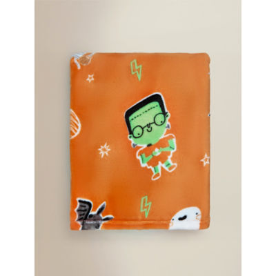Orange Halloween icons fleece blanket 120x150cm, UK version