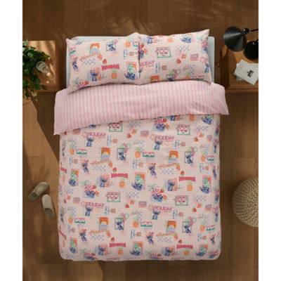 Disney Lilo & Stitch pink seersucker duvet set double, imported from the UK