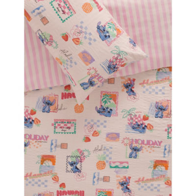 Disney Lilo & Stitch pink seersucker duvet set double, imported from the UK