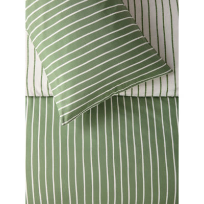 George Home green striped duvet set double - British product