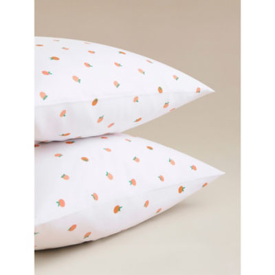 George Home pillowcase pair white ditsy orange 74x48cm, UK version