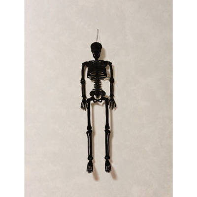 Black flocked skeleton Halloween decoration 90cm - British product