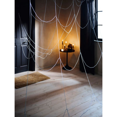 White Halloween spider web decoration large, UK version