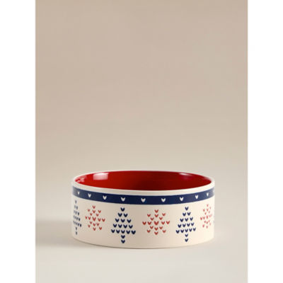 GH pet bowl stoneware festive red and white, UK version
