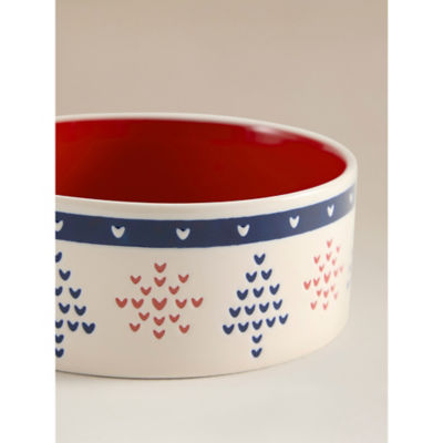 GH pet bowl stoneware festive red and white, UK version