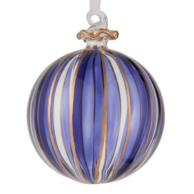GH gold and blue glass bauble Christmas decoration (British brand)