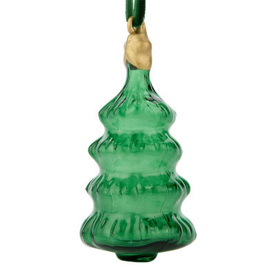 GH green glass Christmas tree bauble, imported from the UK