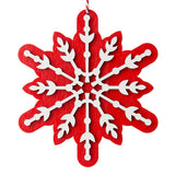 GH red wooden snowflake bauble 9x10cm (British brand)