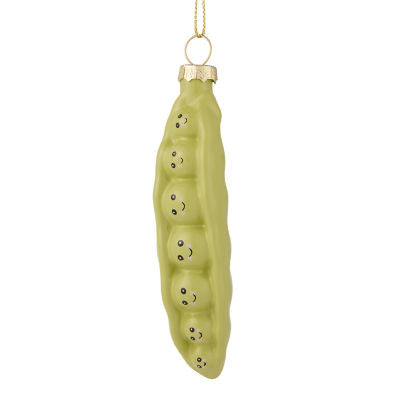GH glass peas in a pod Christmas bauble 12.2cm, UK version